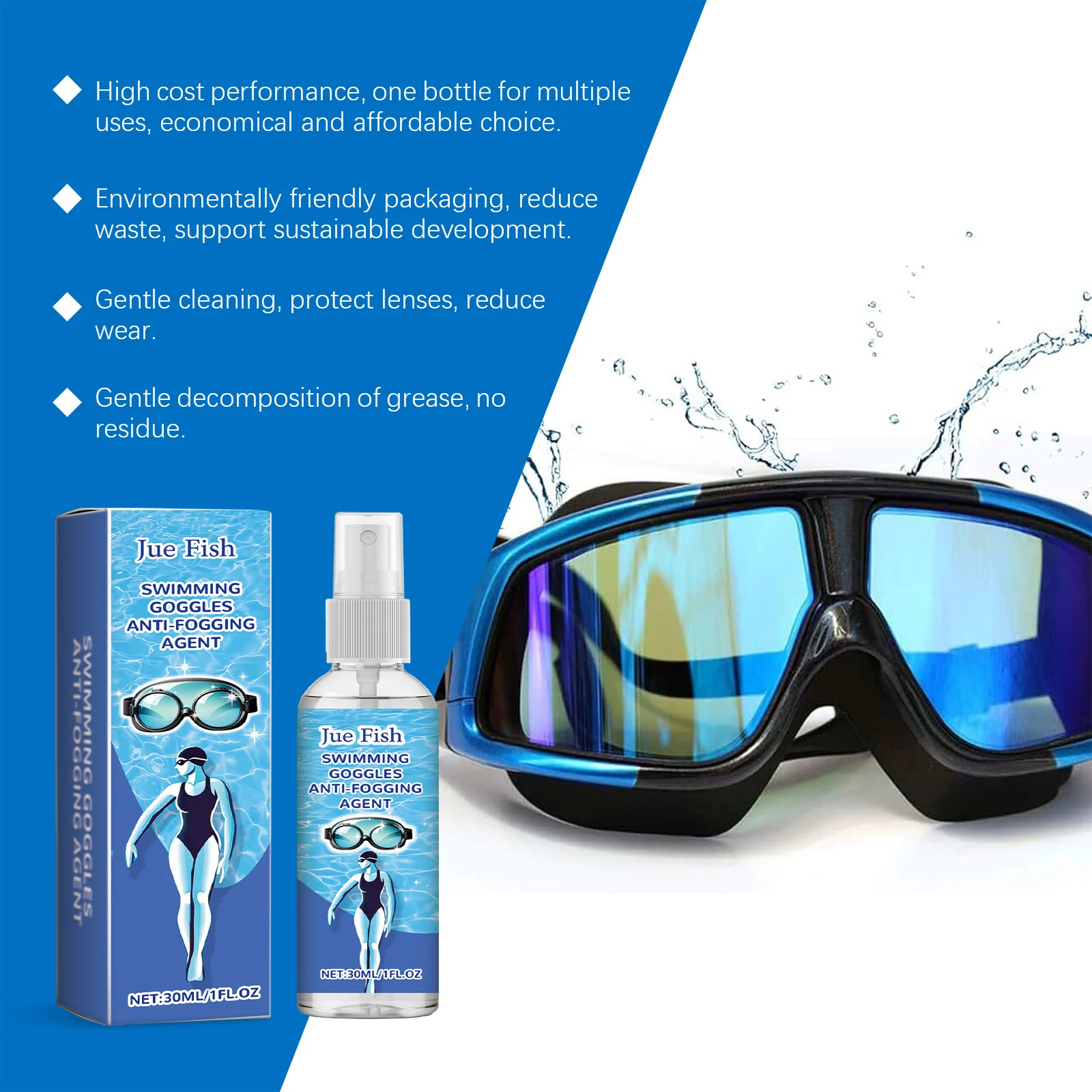 Anti-Fog Spray for Swimming Goggles & Glasses - 30ml 12 anti fog spray swimming goggles spu820719357704 desc 12