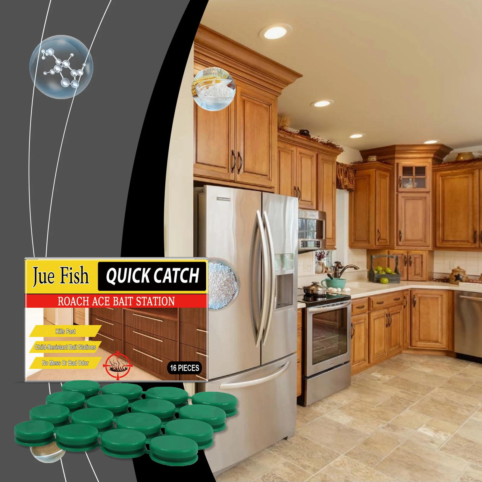 Quick Catch Roach Ace Bait Station - Child Resistant, 16 Pieces 2 cockroach bait stations spu824649956980 desc 2