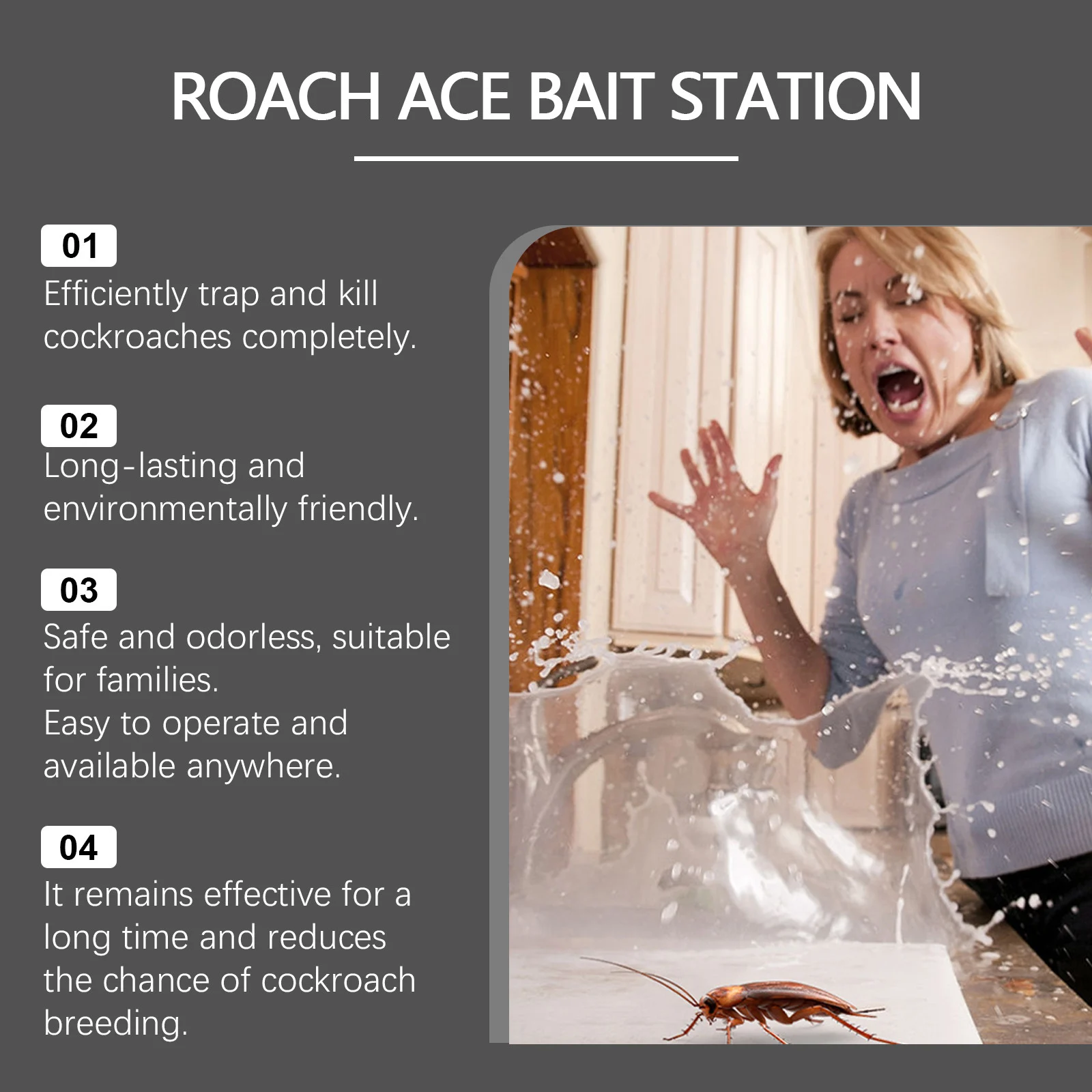 Quick Catch Roach Ace Bait Station - Child Resistant, 16 Pieces 8 cockroach bait stations spu824649956980 desc 8
