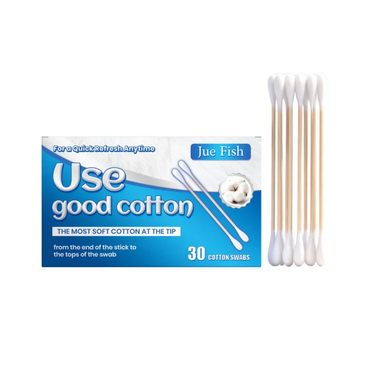 JUE FISH Dual-Tipped Cotton Swabs for Gentle Cleaning, Makeup, and Household Use