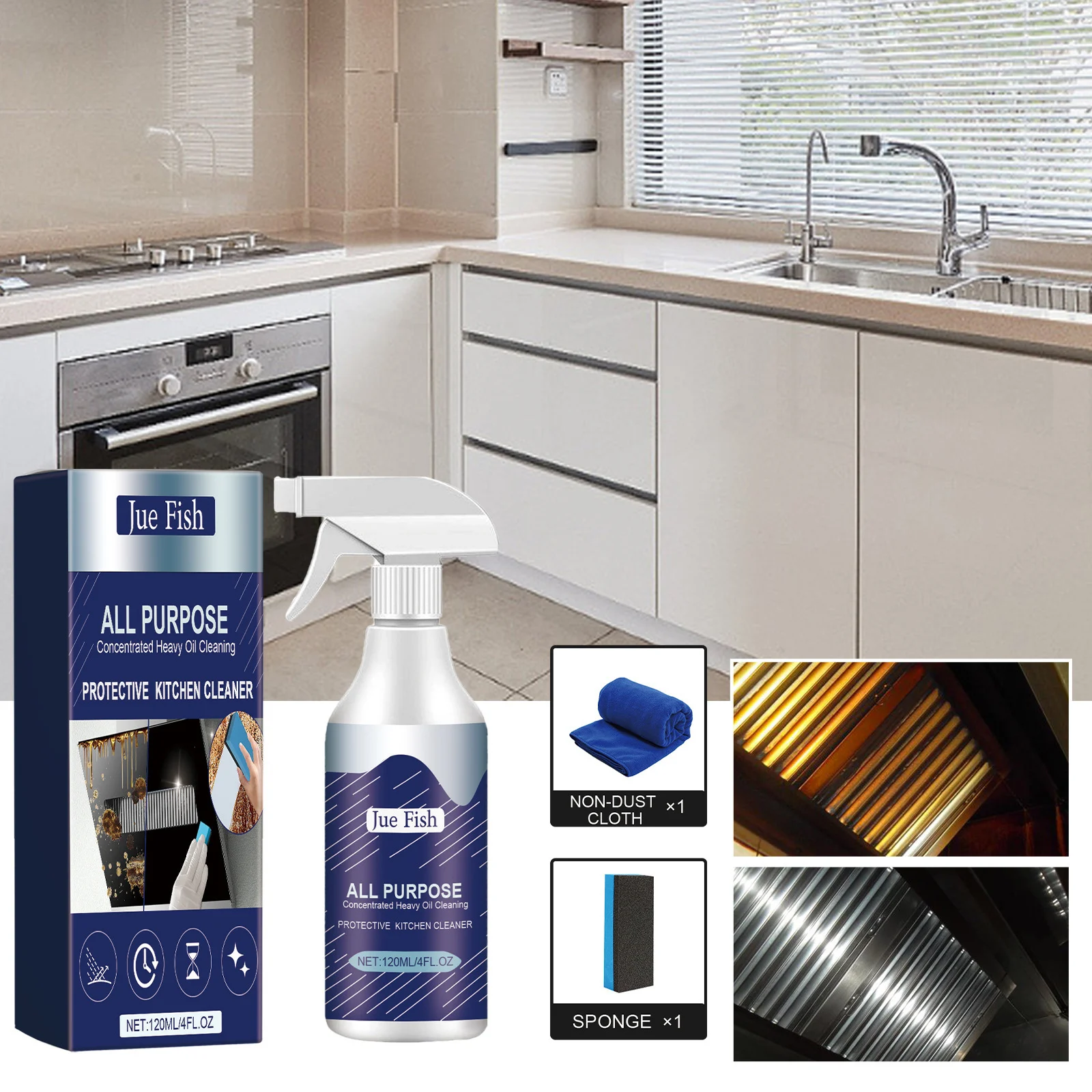 Heavy Duty Kitchen Cleaner Set - Concentrated Grease & Oil Remover 2 kitchen degreaser cleaner set spu777099536701 desc 2
