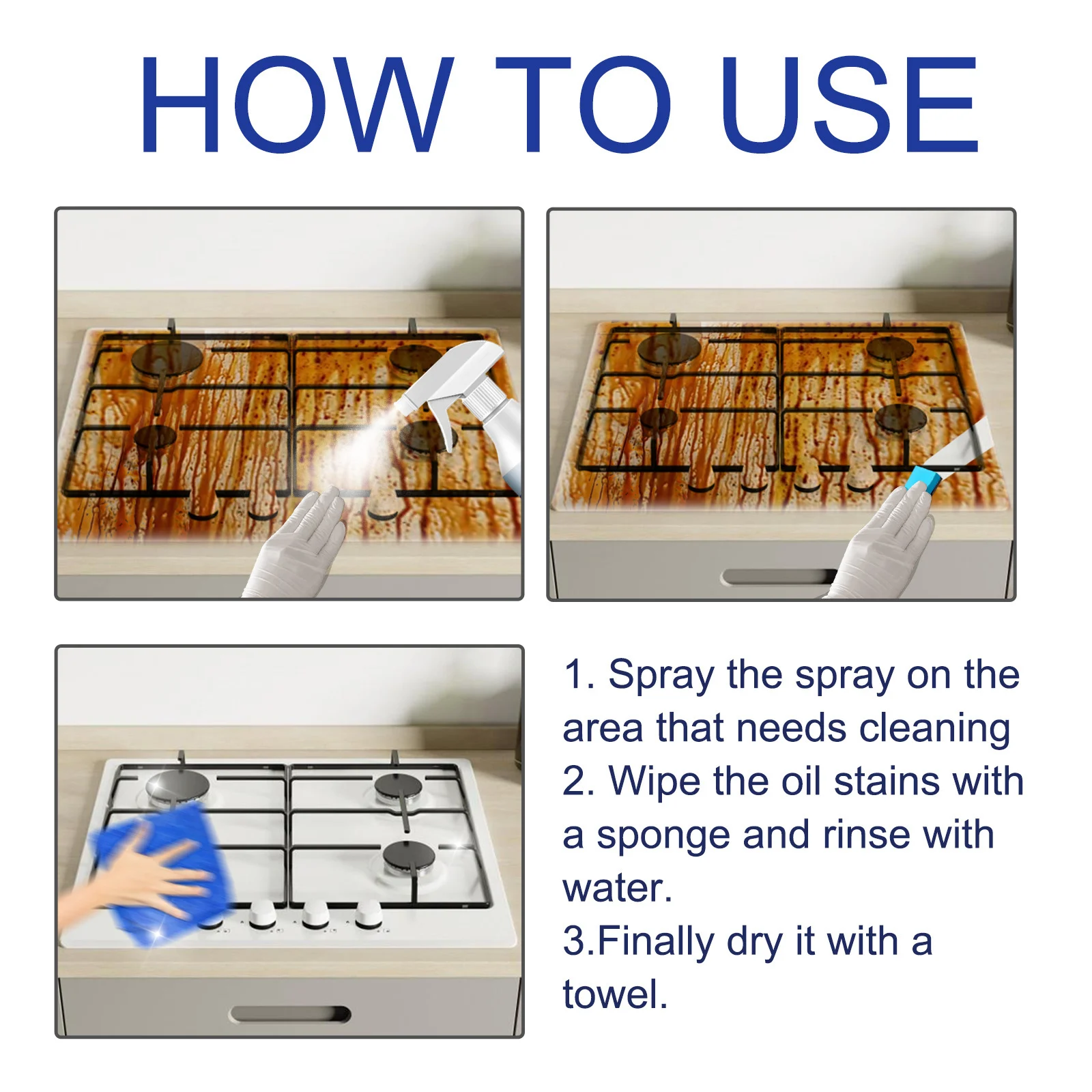 Heavy Duty Kitchen Cleaner Set - Concentrated Grease & Oil Remover 3 kitchen degreaser cleaner set spu777099536701 desc 3