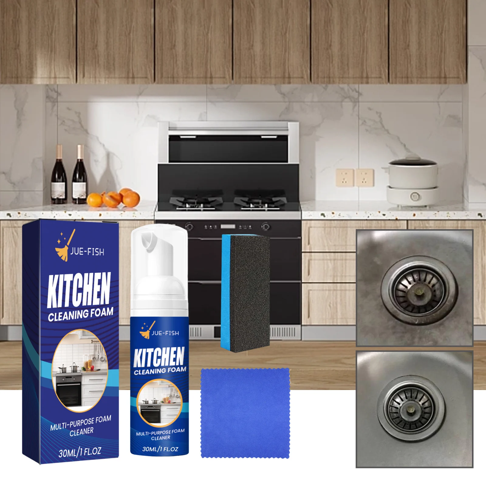 Kitchen Foam Cleaner - Multi-Purpose Degreaser for Stovetop & Range Hood 2 kitchen foam cleaner spu923541177701 desc 2
