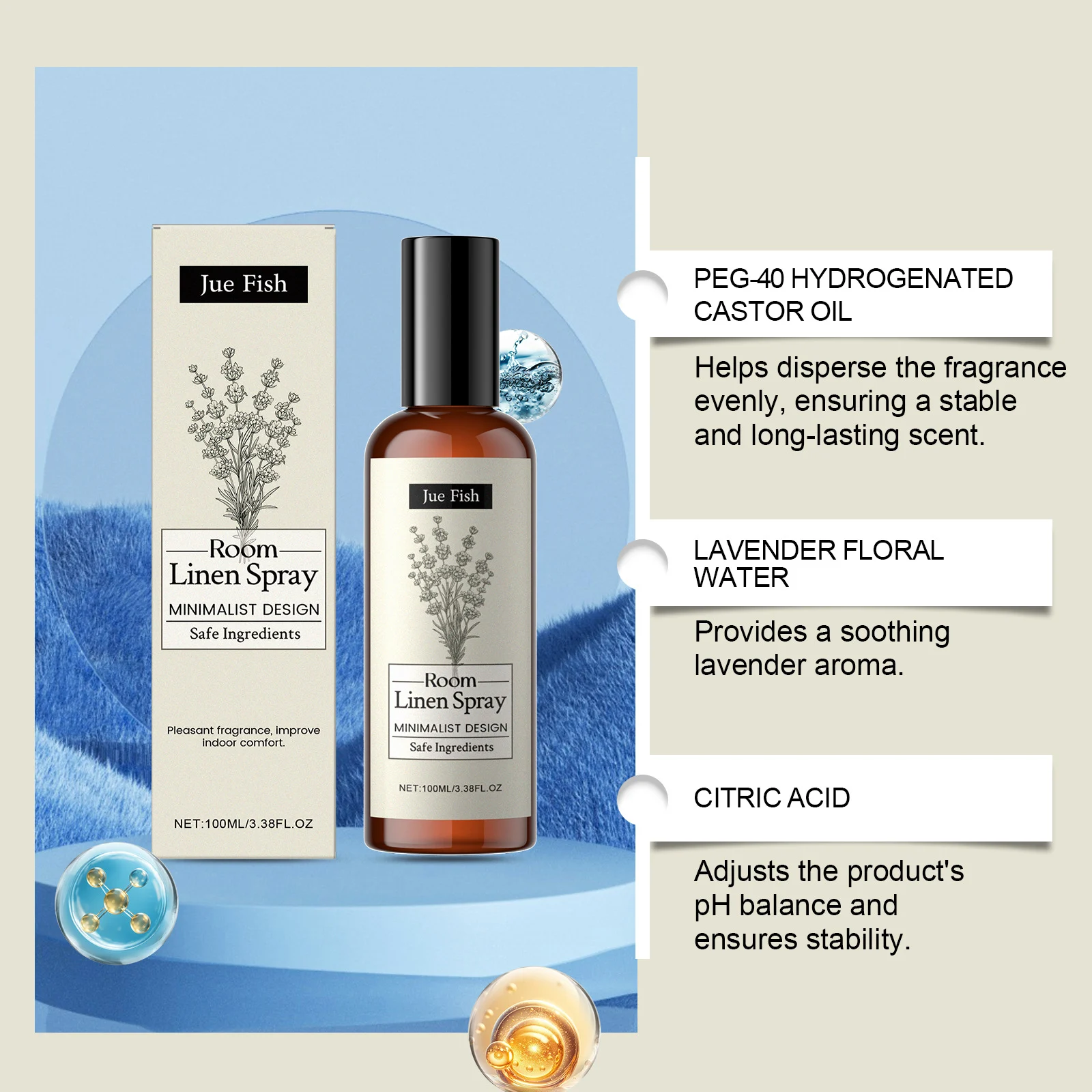 Lavender Room & Linen Spray - 100ml Long-Lasting Air Freshener 7 lavender room linen spray spu975422277238 desc 7