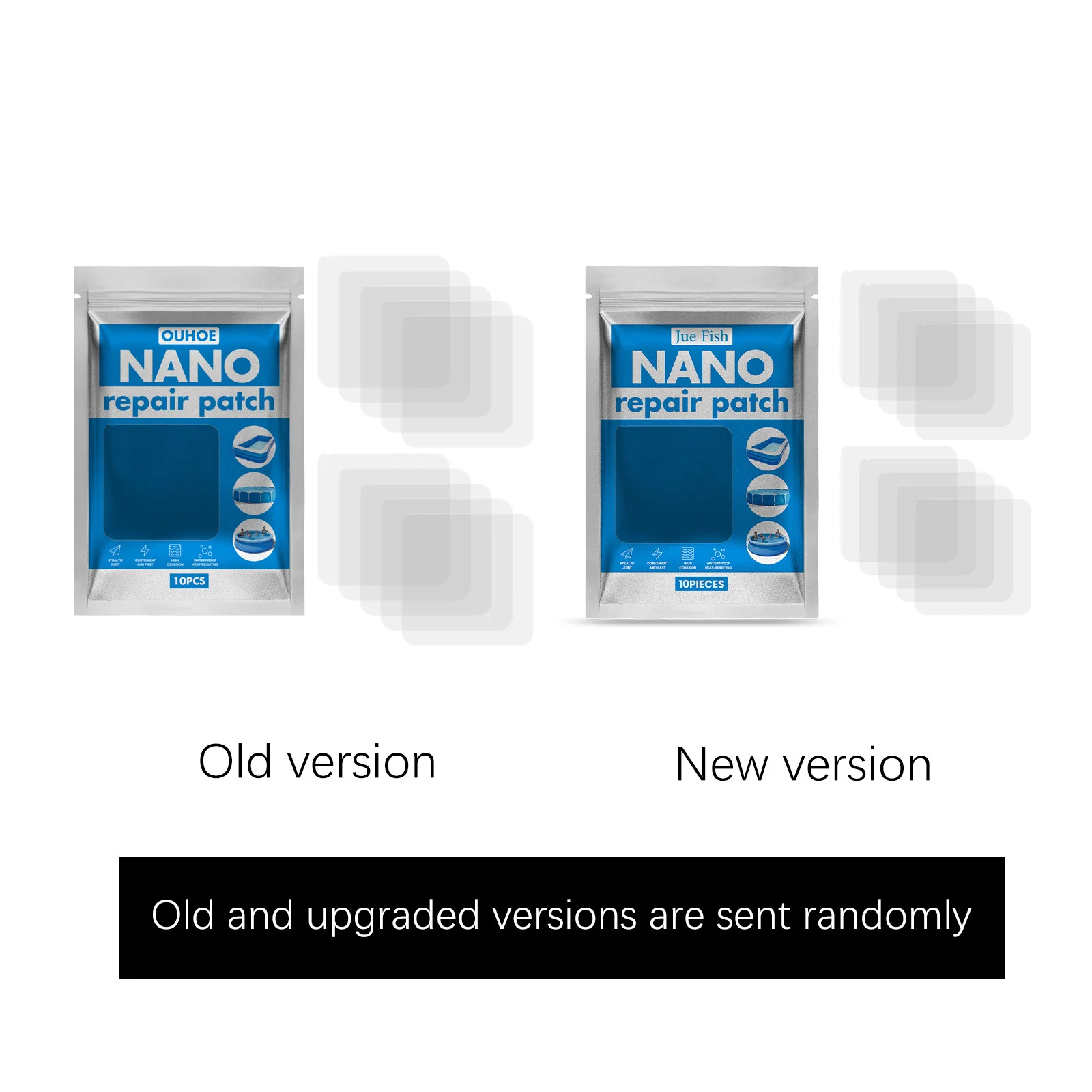 Nano Repair Patches for Inflatables and Swimming Pools - 10 Piece TPU Set 13 nano waterproof repair patches spu918136574885 desc 13