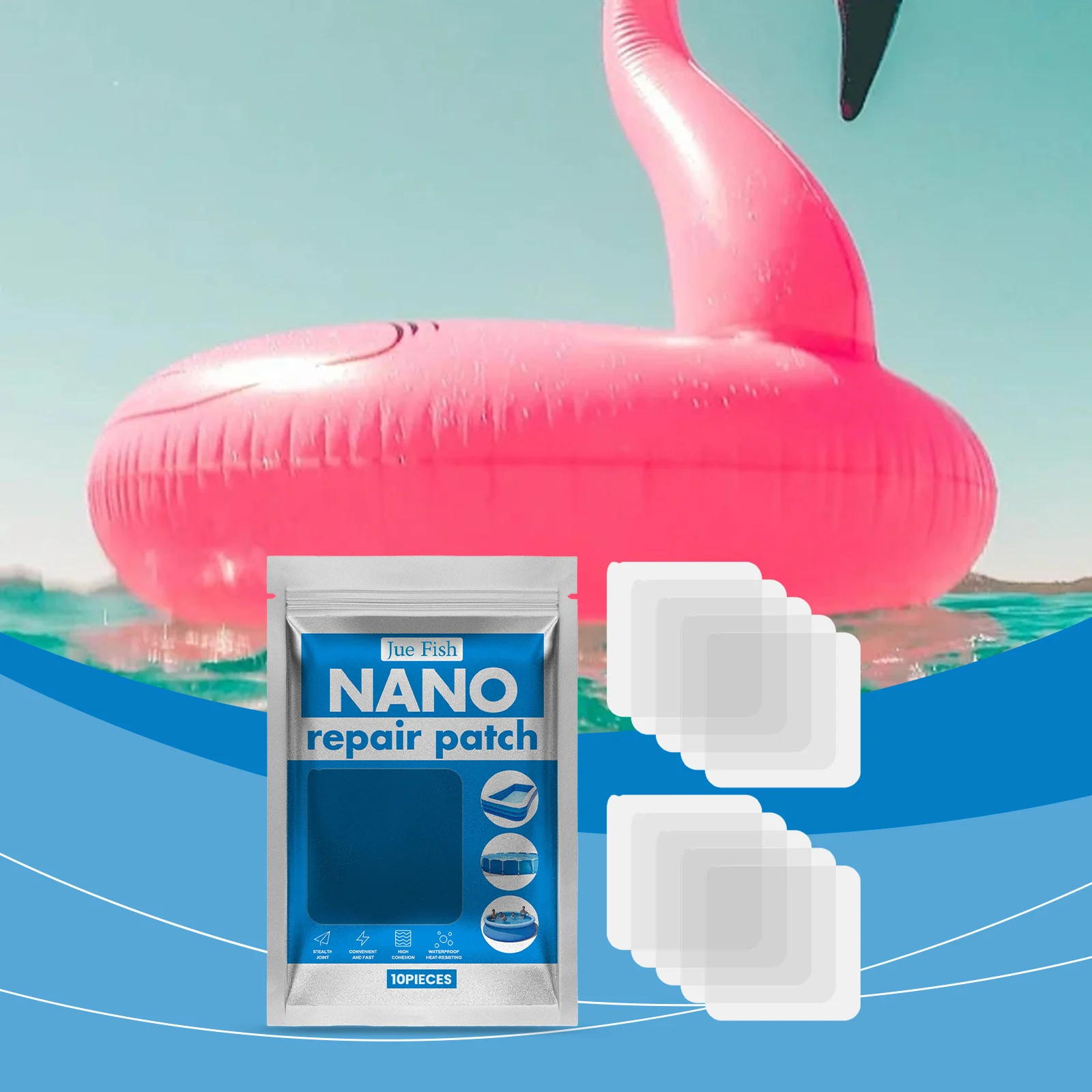Nano Repair Patches for Inflatables and Swimming Pools - 10 Piece TPU Set 2 nano waterproof repair patches spu918136574885 desc 2