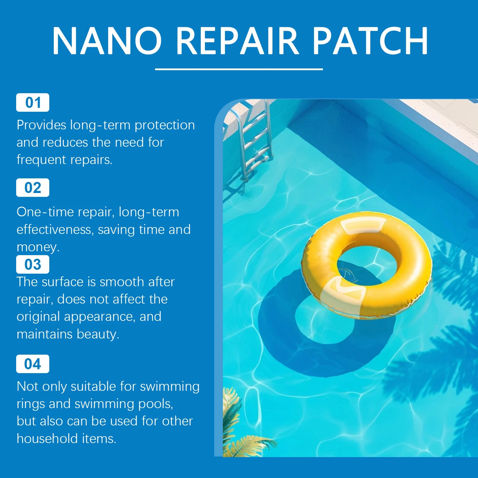 Nano Repair Patches for Inflatables and Swimming Pools - 10 Piece TPU Set 8 nano waterproof repair patches spu918136574885 desc 8