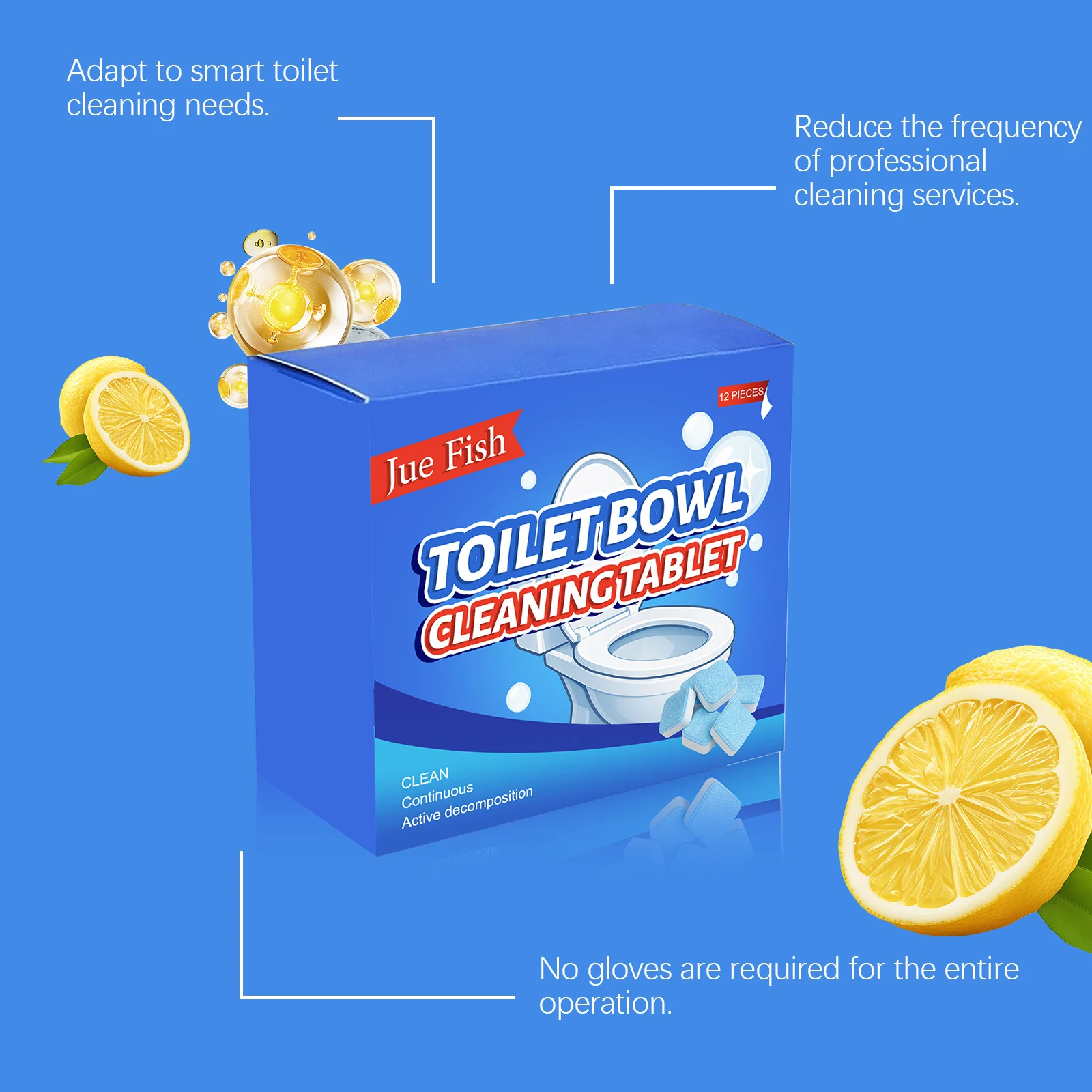 Toilet Bowl Cleaning Tablets - Effervescent Stain & Odor Remover (12pcs) 9 toilet bowl cleaning tablets spu934959829029 desc 9