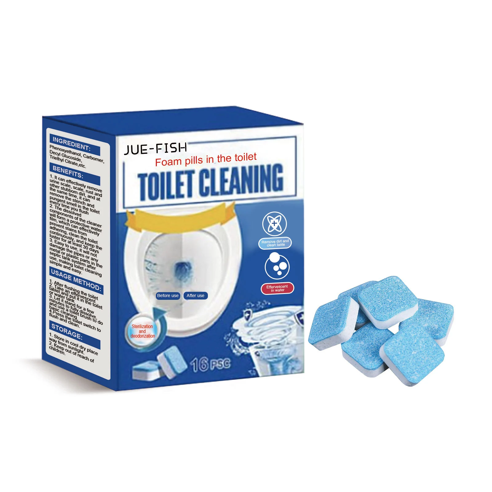 Toilet Cleaning Effervescent Tablets - Stain & Odor Remover 1 toilet cleaning effervescent tablets spu776581646992 desc 1