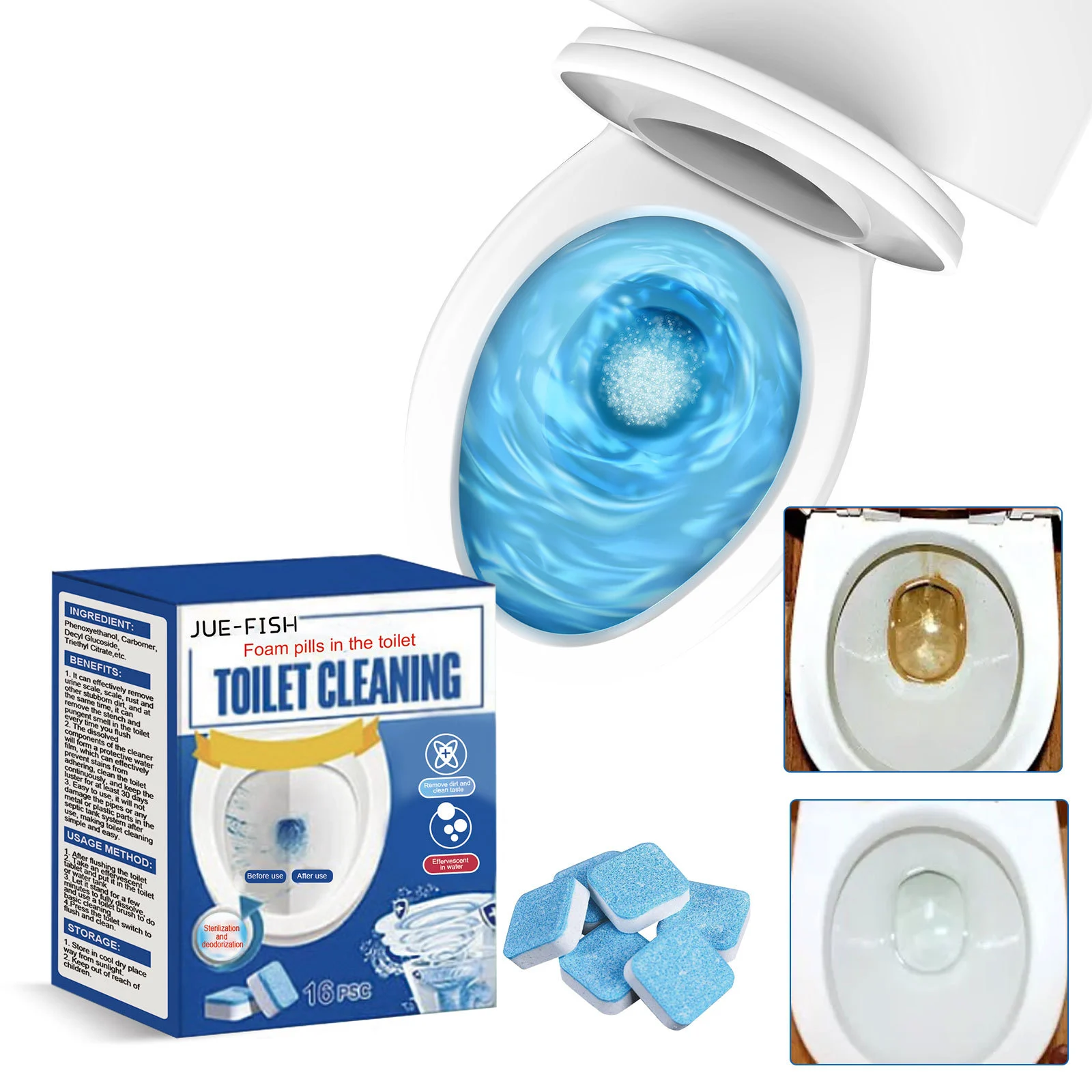 Toilet Cleaning Effervescent Tablets - Stain & Odor Remover 2 toilet cleaning effervescent tablets spu776581646992 desc 2