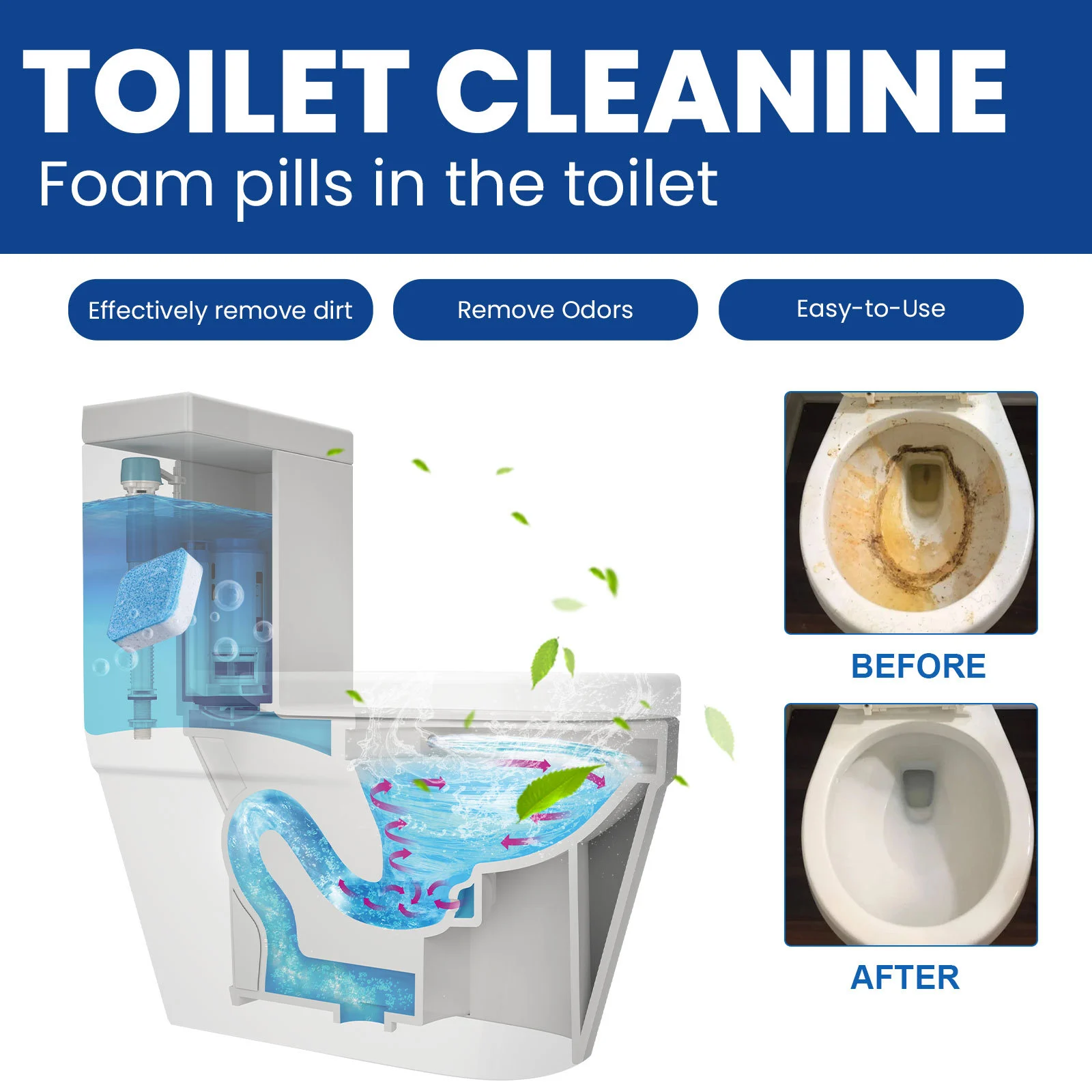 Toilet Cleaning Effervescent Tablets - Stain & Odor Remover 5 toilet cleaning effervescent tablets spu776581646992 desc 5