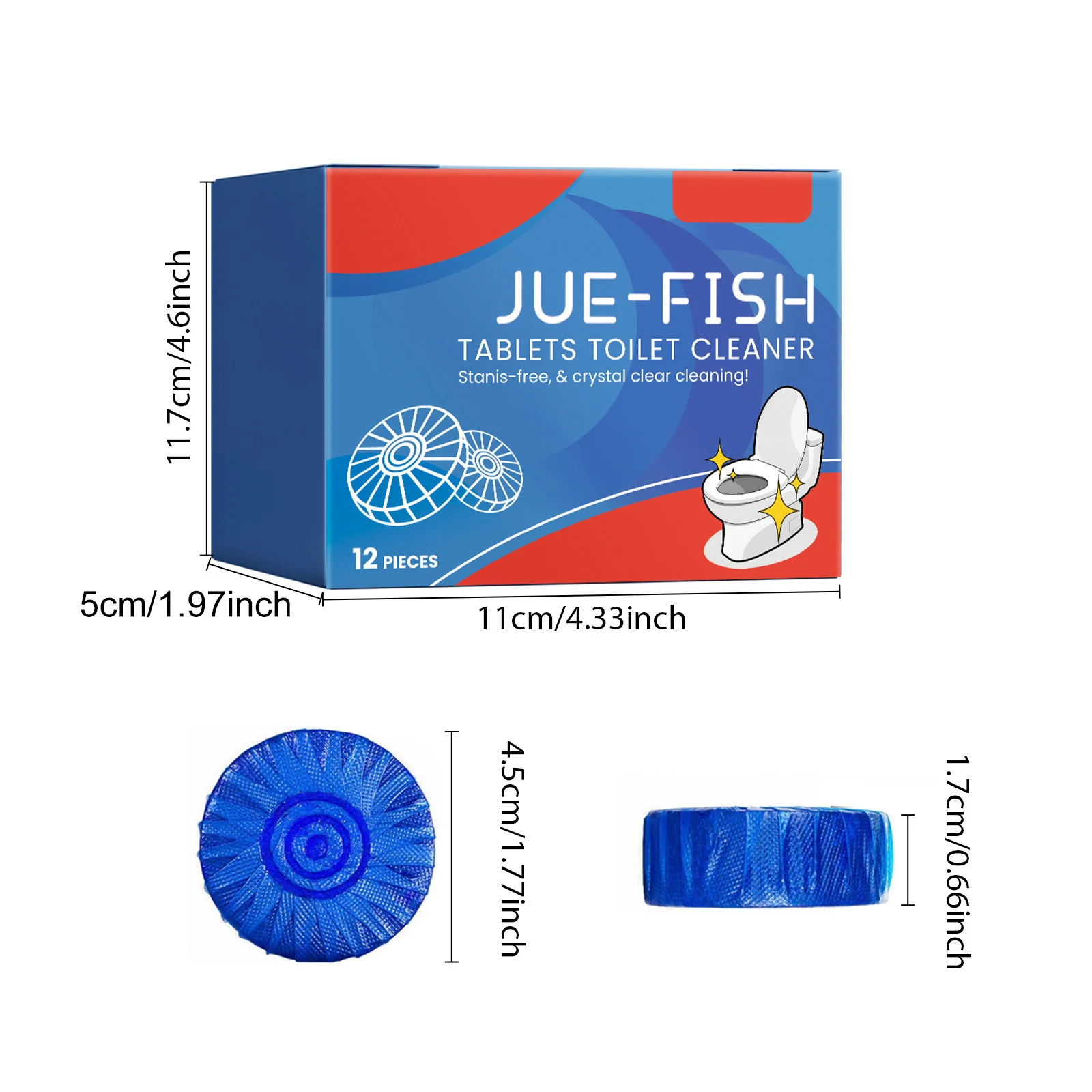 Toilet Cleaning Tablets - Stains-Free & Crystal Clear Formula, 12 Pieces 1 toilet cleaning tablets spu777104317938 desc 1